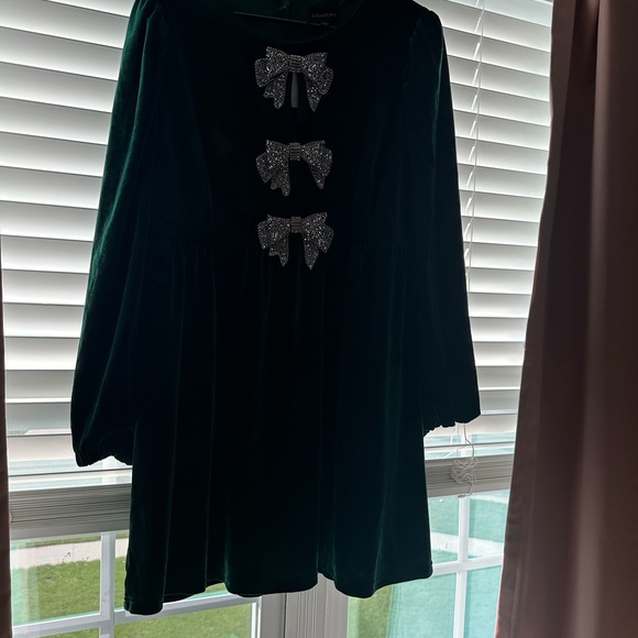 NWT green velvet sugar lips bow dress XL - Picture 4 of 5